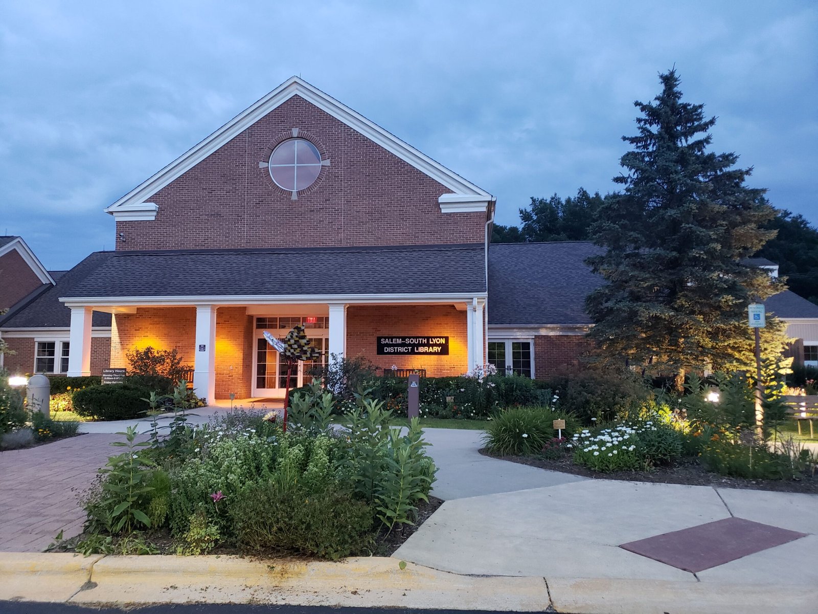 Library with raised flag outside current building
